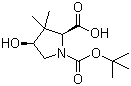(2S,4S)-N-Boc-4-hydroxy-3,3-dimethylpyrrolidine-2-carboxylic acid molecular structure (CAS 174060-99-2)