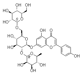 Apigenin 7-O-(2G-rhamnosyl)gentiobioside molecular structure (CAS 174284-20-9)