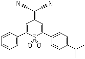 structure of CAS# 174493-15-3, 2-[2-[4-(1-Methylethyl)phenyl]-1,1-dioxido-6-phenyl-4H-thiopyran-4-ylidene]propanedinitrile