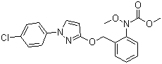结构式 CAS# 175013-18-0, 百克敏; 吡唑醚菌酯; 唑菌胺酯; N-[2-[[1-(4-氯苯基)吡唑-3-基]氧甲基]苯基]-N-甲氧基氨基甲酸甲酯