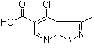 structure of CAS# 175201-94-2, 4-Chloro-1,3-dimethylpyrazolo[3,4-b]pyridine-5-carboxylic acid