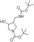 4-叔丁氧羰基氨甲基-1-N-叔丁氧羰基吡咯烷-3-醇分子结构 (CAS 175463-34-0)
