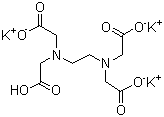 structure of CAS# 17572-97-3, Tripotassium hydrogen ethylenediaminetetraacetate;Ethylenediaminetetraacetic acid tripotassium salt; Ethylenediamine-N,N,N',N'-tetraacetic acid tripotassium salt; Tripotassium ethylenediaminetetraacetate