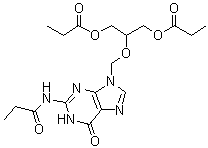 N-[6,9-Dihydro-6-oxo-9-[[2-(1-oxopropoxy)-1-[(1-oxopropoxy)methyl]ethoxy]methyl]-1H-purin-2-yl]propanamide molecular structure (CAS 177216-32-9)