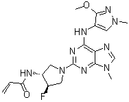 结构式 CAS# 1776112-90-3, N-[(3R,4R)-4-氟-1-[6-[(3-甲氧基-1-甲基-1H-吡唑-4-基)氨基]-9-甲基-9H-嘌呤-2-基]-3-吡咯烷基]-2-丙烯酰胺