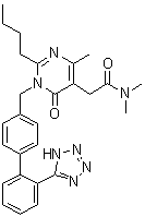 2-丁基-1,6-二氢-N,N,4-三甲基-6-氧代-1-[[2'-(1H-四唑-5-基)[1,1'-联苯]-4-基]甲基]-5-嘧啶乙酰胺分子结构 (CAS 178554-19-3)