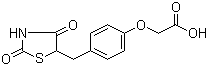 structure of CAS# 179087-93-5, 4-(2,4-Dioxothiazolidin-5-ylmethyl)phenoxyacetic acid;2-[4-[(2,4-Dioxo-5-thiazolidinyl)methyl]phenoxy]acetic acid; SB 271258