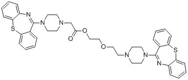 structure of CAS# 1798840-31-9, Quetiapine EP Impurity C;2-[2-(4-benzo[b][1,4]benzothiazepin-6-ylpiperazin-1-yl)ethoxy]ethyl 2-(4-benzo[b][1,4]benzothiazepin-6-ylpiperazin-1-yl)acetate