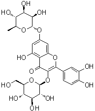 structure of CAS# 18016-58-5, Quercetol 3-glucoside 7-rhamnoside;Quercetin 3-O-glucoside 7-O-rhamnoside