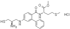 N-[[5-[[(2R)-2-Amino-3-mercaptopropyl]amino][1,1'-biphenyl]-2-yl]carbonyl]-L-methionine methyl ester monohydrochloride molecular structure (CAS 180977-34-8)