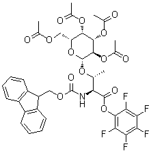 N-[(9H-Fluoren-9-ylmethoxy)carbonyl]-O-(2,3,4,6-tetra-O-acetyl-beta-D-galactopyranosyl)-L-threonine pentafluorophenyl ester molecular structure (CAS 182369-92-2)