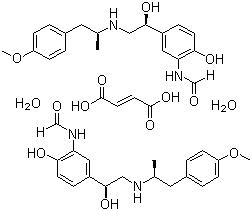 结构式 CAS# 183814-30-4, 富马酸福莫特罗; [N-[2-羟基-5-[1-羟基-2-[2-(4-甲氧苯基)-1-甲基乙基氨基]乙基]苯基]甲酰胺]富马酸盐二水合物