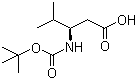 结构式 CAS# 183990-64-9, (R)-3-[(叔丁氧羰基)氨基]-4-甲基戊酸