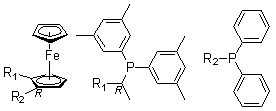 结构式 CAS# 184095-69-0, (R)-1-[(1R)-1-[二(3,5-二甲基苯基)膦基]乙基]-2-(二苯基膦基)二茂铁