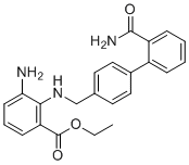 structure of CAS# 1863930-34-0, Azilsartan Impurity F;ethyl 3-amino-2-[[4-(2-carbamoylphenyl)phenyl]methylamino]benzoate