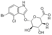 structure of CAS# 18656-89-8, 5-Bromo-4-chloro-3-indolyl beta-d-glucuronide;(2S,3S,4S,5R,6S)-6-[(5-bromo-4-chloro-1H-indol-3-yl)oxy]-3,4,5-trihydroxyoxane-2-carboxylic acid