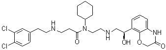 结构式 CAS# 1868232-32-9, (R)-N-环己基-3-[(3,4-二氯苯乙基)氨基]-N-[2-[[2-羟基-2-(3-氧代-3,4-二氢-2H-苯并[b][1,4]恶嗪-8-基)乙基]氨基]乙基]丙酰胺