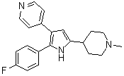 结构式 CAS# 188343-77-3, 4-[2-(4-氟苯基)-5-(1-甲基-4-哌啶基)-1H-吡咯-3-基]吡啶