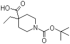 1-Boc-4-ethyl-4-piperidinecarboxylic acid molecular structure (CAS 188792-67-8)
