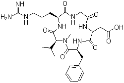 结构式 CAS# 188968-51-6, 西仑吉肽; 环(L-精氨酰甘氨酰-L-天冬氨酰-D-苯丙氨酰-N-甲基-L-缬氨酰)