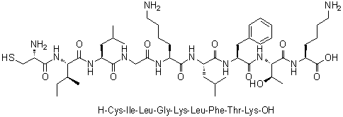 L-Cysteinyl-L-isoleucyl-L-leucylglycyl-L-lysyl-L-leucyl-L-phenylalanyl-L-threonyl-L-lysine molecular structure (CAS 1900669-02-4)