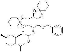 2,3:4,5-Di-O-cyclohexylidene-6-O-(phenylmethyl)-D-myo-inositol (1R,2S,5R)-5-methyl-2-(1-methylethyl)cyclohexyl carbonate molecular structure (CAS 190513-83-8)