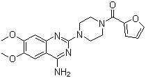 structure of CAS# 19216-56-9, Prazosin;1-(4-amino-6,7-dimethoxy-2-quinazolinyl-4-(2-furanylcarbonyl)) piperrazine; Minipress; Pressin