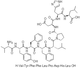 L-Valyl-L-tyrosyl-L-phenylalanyl-L-phenylalanyl-L-leucyl-L-prolyl-L-alpha-aspartyl-L-histidyl-L-leucine molecular structure (CAS 193401-35-3)