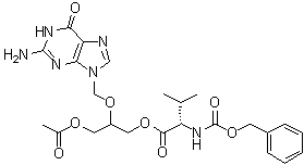 N-[(Phenylmethoxy)carbonyl]-L-valine 3-(acetyloxy)-2-[(2-amino-1,6-dihydro-6-oxo-9H-purin-9-yl)methoxy]propyl ester molecular structure (CAS 194159-22-3)