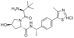structure of CAS# 1948273-03-7, (4R)-3-Methyl-L-valyl-4-hydroxy-N-[(1S)-1-[4-(4-methyl-5-thiazolyl)phenyl]ethyl]-L-prolinamide hydrochloride (1:1);E3 ligase Ligand 1