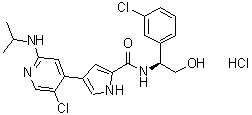 4-[5-Chloro-2-[(1-methylethyl)amino]-4-pyridinyl]-N-[(1S)-1-(3-chlorophenyl)-2-hydroxyethyl]-1H-pyrrole-2-carboxamide hydrochloride (1:1) molecular structure (CAS 1956366-10-1)