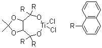 Dichloro[[(4R,5S)-2,2-dimethyl-1,3-dioxolane-4,5-diyl]bis(di-1-naphthylmethanolato)]titanium molecular structure (CAS 197389-47-2)