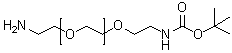structure of CAS# 198227-38-2, alpha-(2-Aminoethyl)-omega-[2-[[(1,1-dimethylethoxy)carbonyl]amino]ethoxy]-poly(oxy-1,2-ethanediyl);Polyethylene glycol 2-aminoethyl ether 2-boc-aminoethyl ether