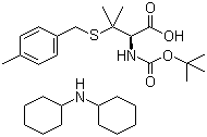 结构式 CAS# 198474-61-2, N-叔丁氧羰基-S-(4-甲基苄基)-D-青霉胺二环己基胺; N-叔丁氧羰基-3-[[(4-甲基苯基)甲基]硫]-L-缬氨酸 N-环己基环己胺 (1:1)