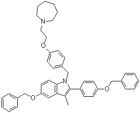 结构式 CAS# 198480-21-6, 1-[4-(2-(氮杂环庚烷-1-基)乙氧基)苄基]-5-(苄氧基)-2-(4-(苄氧基)苯基)-3-甲基-1H-吲哚