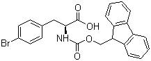 结构式 CAS# 198561-04-5, Fmoc-L-4-溴苯丙氨酸; N-(9-芴甲氧羰基)-4-溴苯基-L-丙氨酸