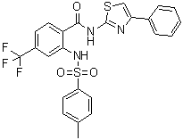 结构式 CAS# 1991986-30-1, 2-[[(4-甲基苯基)磺酰基]氨基]-N-(4-苯基-2-噻唑基)-4-(三氟甲基)苯甲酰胺