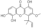 structure of CAS# 199851-52-0, Isocudraniaxanthone B;4-(1,1-Dimethyl-2-propenyl)-1,5,6-trihydroxy-3-methoxy-9H-xanthen-9-one