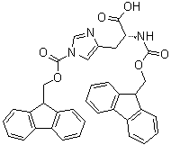 N,1-Bis[(9H-fluoren-9-ylmethoxy)carbonyl]-D-histidine molecular structure (CAS 200926-18-7)
