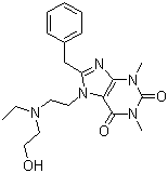 7-[2-[Ethyl(2-hydroxyethyl)amino]ethyl]-3,7-dihydro-1,3-dimethyl-8-(phenylmethyl)-1H-purine-2,6-dione molecular structure (CAS 2016-63-9)