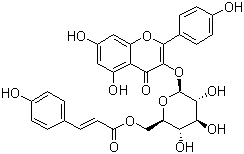 structure of CAS# 20316-62-5, Tiliroside;5,7-Dihydroxy-2-(4-hydroxyphenyl)-4-oxo-4H-chromen-3-yl 6-O-[(2E)-3-(4-hydroxyphenyl)prop-2-enoyl]-beta-D-glucopyranoside