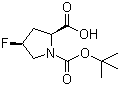 结构式 CAS# 203866-13-1, (2S,4S)-N-Boc-顺式-4-氟-L-脯氨酸; (2S,4S)-4-氟-1-叔丁氧羰基吡咯烷-2-甲酸