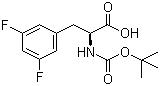 结构式 CAS# 205445-52-9, N-叔丁氧羰基-L-3,5-二氟苯丙氨酸