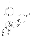 structure of CAS# 2055038-63-4, Efinaconazole N-Oxide Impurity 1;(2R,3R)-2-(2,4-difluorophenyl)-3-(4-methylidene-1-oxidopiperidin-1-ium-1-yl)-1-(1,2,4-triazol-1-yl)butan-2-ol