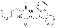 结构式 CAS# 205528-32-1, (alphaS)-alpha-[[(9H-芴-9-基甲氧基)羰基]氨基]-4-噻唑丙酸; Fmoc-L-4-噻唑基丙氨酸