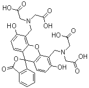 结构式 CAS# 207124-64-9, 荧光素-4',5'-双(甲基亚氨基二乙酸)