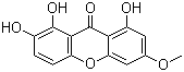 structure of CAS# 20882-75-1, Swertianin;Gentiakoxianin; Gentiakochianin; Swertianine; 1,2,8-Trihydroxy-6-methoxy-9H-xanthen-9-one; 1,3,7,8-Tetrahydroxyxanthone 3-methyl ether