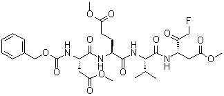 structure of CAS# 210344-95-9, N-[(Phenylmethoxy)carbonyl]-L-alpha-aspartyl-L-alpha-glutamyl-N-[(1S)-3-fluoro-1-(2-methoxy-2-oxoethyl)-2-oxopropyl]-L-valinamide 1,2-dimethyl ester;Z-DEVD-FMK; Z-DEVD-fluoromethyl ketone