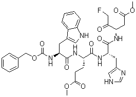 N-[(Phenylmethoxy)carbonyl]-L-tryptophyl-L-alpha-glutamyl-N-[(1S)-3-fluoro-1-(2-methoxy-2-oxoethyl)-2-oxopropyl]-L-histidinamide methyl ester molecular structure (CAS 210345-00-9)