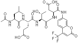 N-乙酰基-L-亮氨酰-L-alpha-谷氨酰-L-苏氨酰-N-[2-氧代-4-(三氟甲基)-2H-1-苯并吡喃-7-基]-L-alpha-天冬氨酰胺分子结构 (CAS 210345-02-1)
